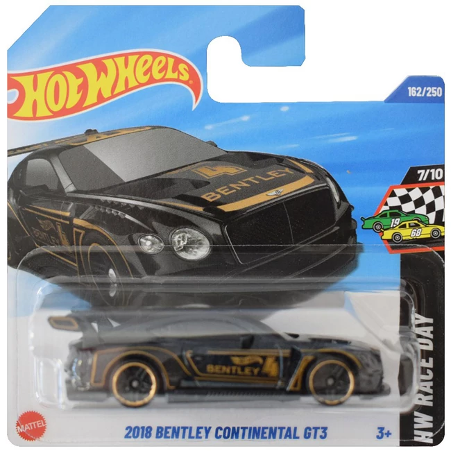 Hot Wheels: 2018 Bentley Continental GT3 fekete-arany kisautó 1/64 – Mattel