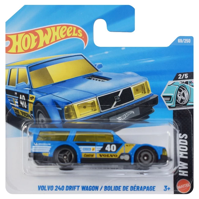 Hot Wheels: Volvo 240 Drift Wagon / Bolide De Dérapage kék kisautó 1/64 – Mattel