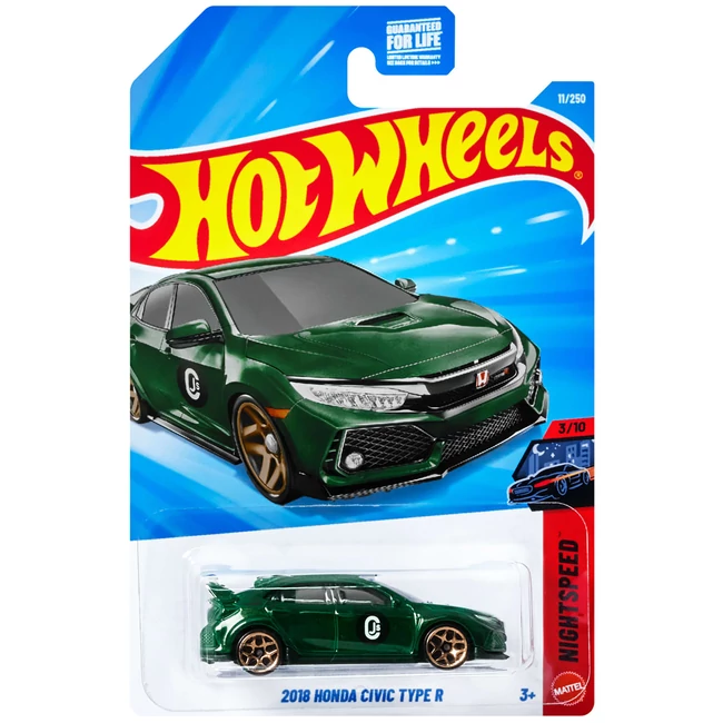 Hot Wheels: 2018 Honda Civic Type R zöld kisautó 1/64 – Mattel