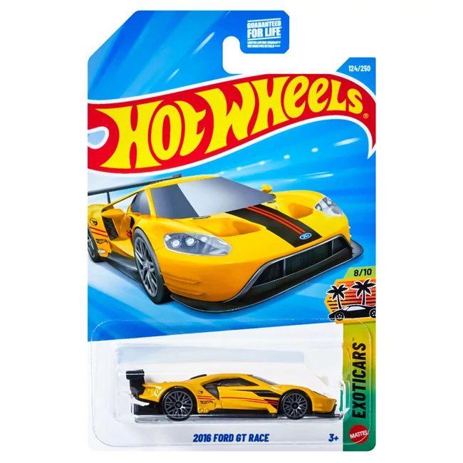 Hot Wheels: 2016 Ford GT Race sárga kisautó 1/64 – Mattel