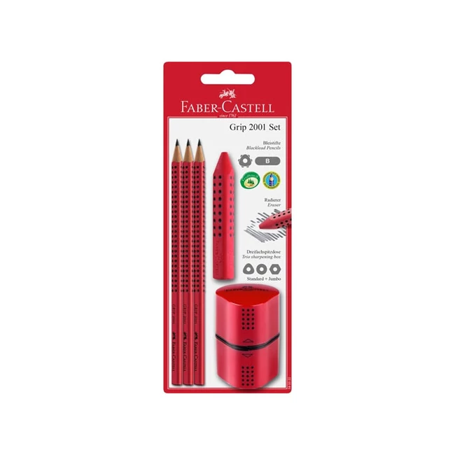 Faber-Castell: Grip piros írószer szett hegyezővel