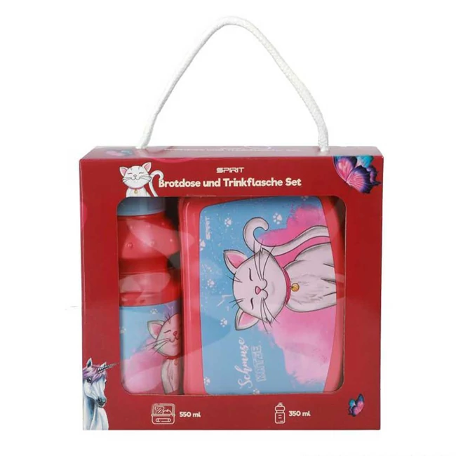 Spirit: Fehér cicás uzsonnás doboz és kulacs szett