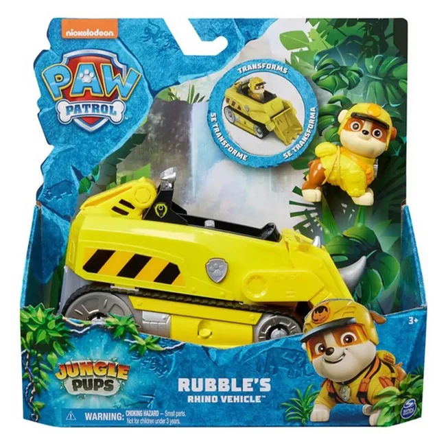 Mancs Őrjárat: Jungle Pups Rubble minifigura orrszarvús járművel – Spin Master