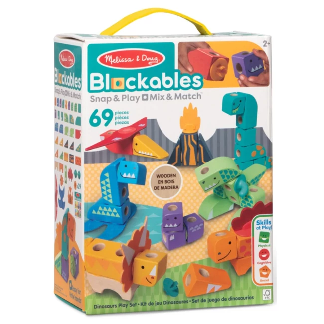 Melissa &amp; Doug Blockables Dinoszauruszos építőjáték 69db-os