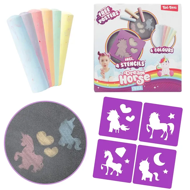 Dream Horse: Aszfaltkréta szett unikornis sablonnal