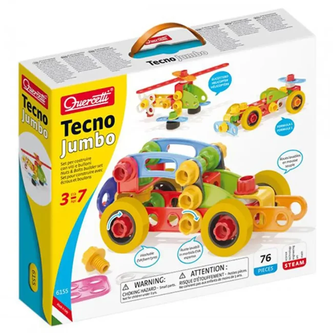 Quercetti: Tecno Jumbo járművek építőjáték szett 76 db