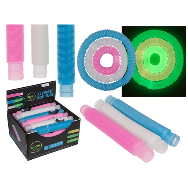 XL Fidget Pop Tube: Flexibilis dekorációs sötétben világító cső, többféle változatban 20 cm