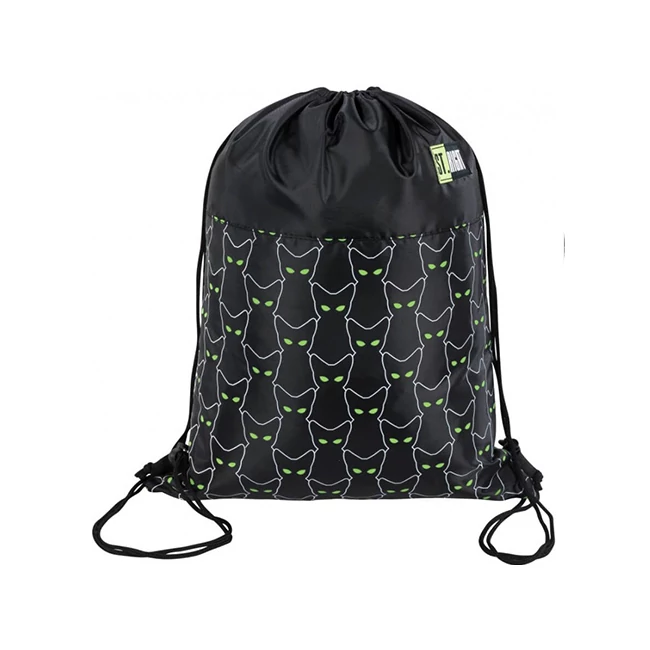 St.Right fekete alapszínű macskamintás tornazsák, sportzsák 34×43 cm