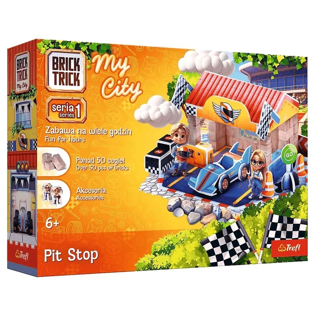 Brick Trick téglából építünk: My City Pit Stop 50 darabos építőjáték - Trefl
