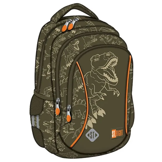 St.Right T-Rex Junior háromrekeszes iskolatáska, hátizsák 39×27×17 cm
