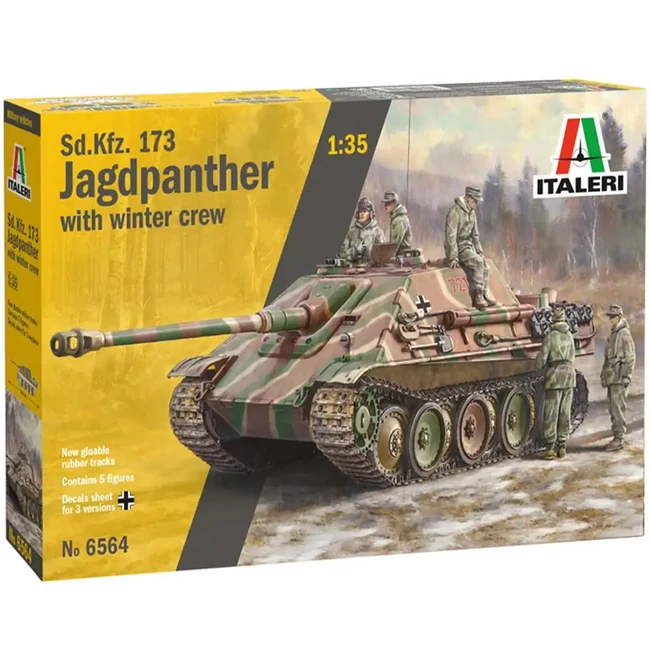 Italeri 1/35 Sd.Kfz.173 Jagdpanther tank legénységgel téli egyenruhában makett