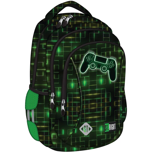 St.Right Neon gamer kontroller mintás iskolatáska, hátizsák BP26 39×27×17 cm