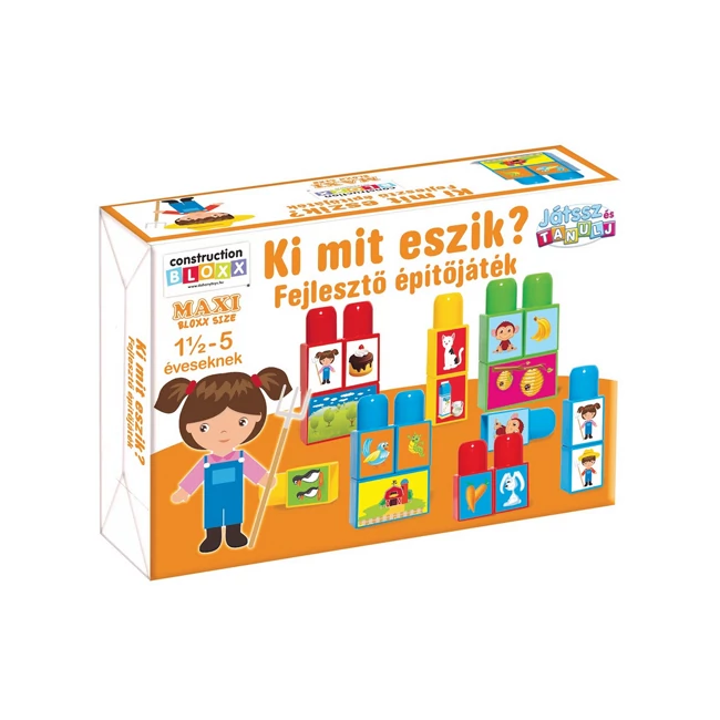 Játssz és tanulj!: Ki mit eszik? Fejlesztő építőjáték – D-Toys