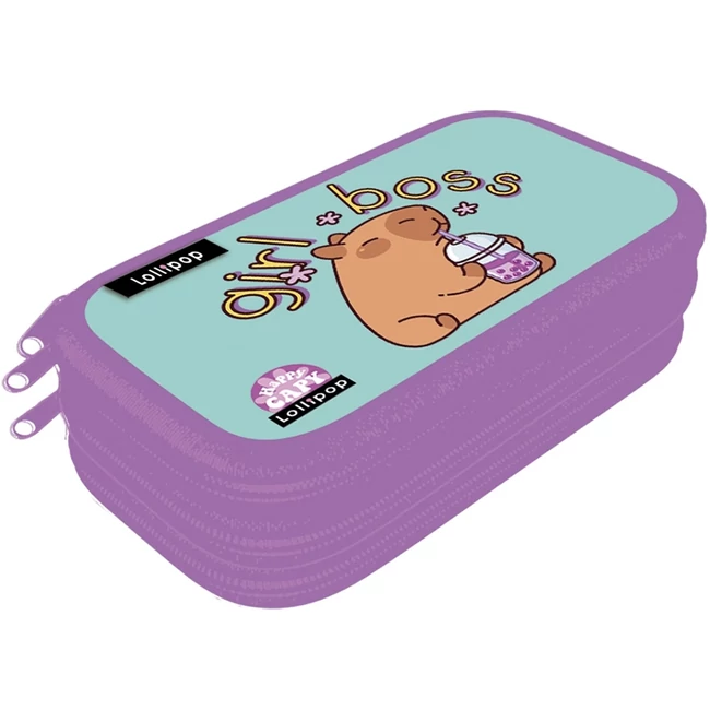ICO: Lizzysuli Lollipop Capybara mintás három emeletes tolltartó 14×21×5 cm