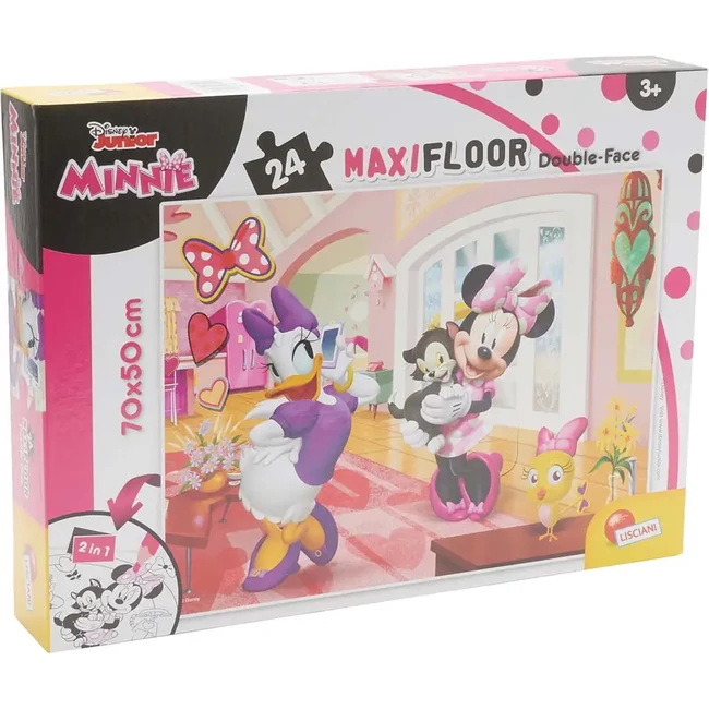 Minnie egér 2 az 1-ben maxi 24 db-os puzzle és színező 70×50 cm – Lisciani