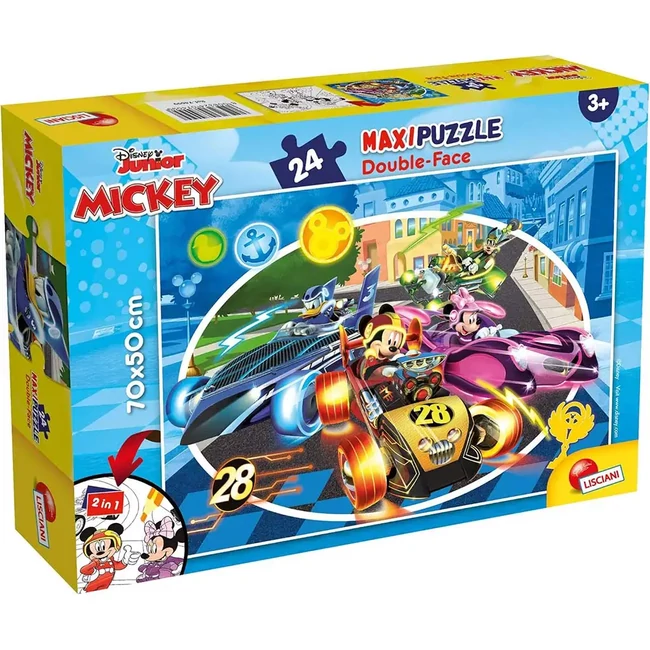 Mickey egér 2 az 1-ben maxi 24 db-os puzzle és színező 70×50 cm – Lisciani