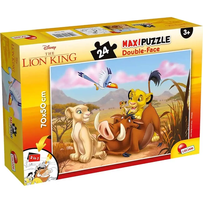 Oroszlánkirály 2 az 1-ben maxi 24 db-os puzzle és színező 70×50 cm – Lisciani