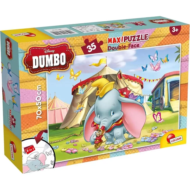 Disney Dumbo 2 az 1-ben 35 db-os maxi puzzle és színező 70×50 cm – Lisciani