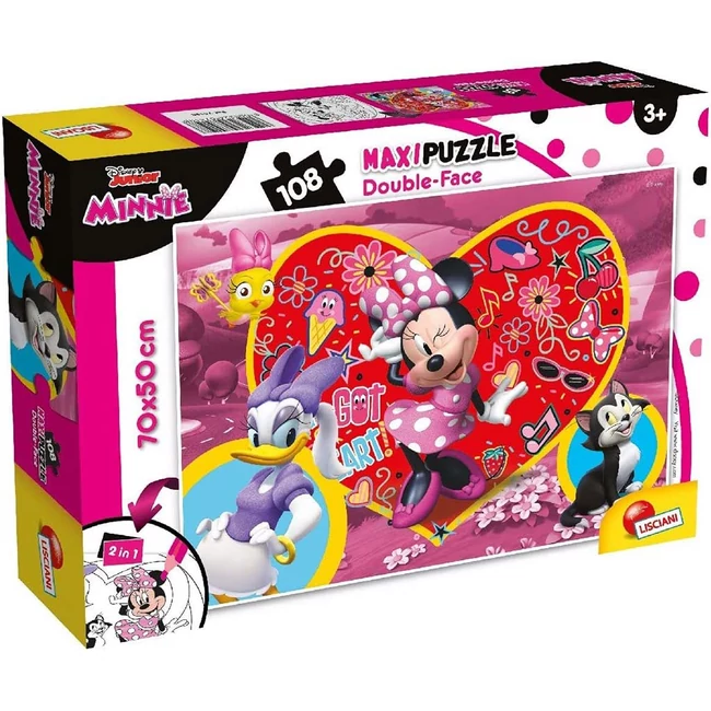Minnie egér 2 az 1-ben 108 db-os puzzle és színező 70×50 cm – Lisciani