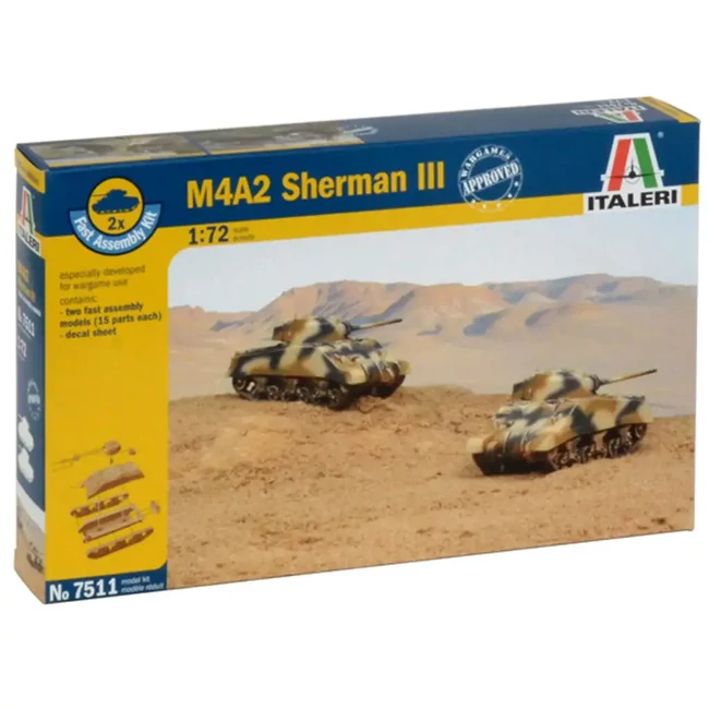 Italeri 1/72 M4A2 Sherman III tank 2 db-os makett szett