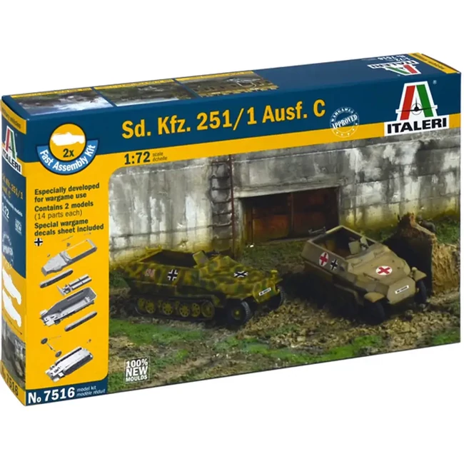 Italeri 1/72 Sd. Kfz. 251/1 Ausf. C féllánctalpas páncélozott járművek 2 db-os makett szett