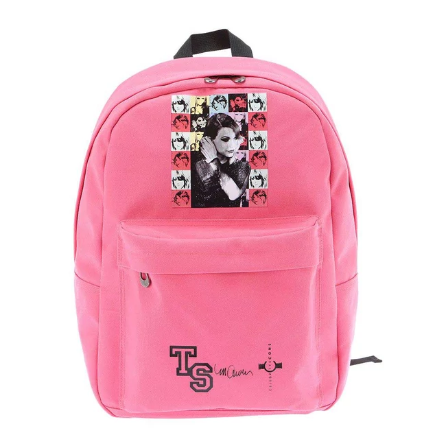 Taylor Swift mintás pink párnázott iskolatáska, hátizsák 39x17x44cm