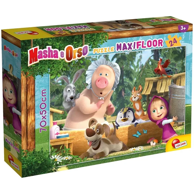 Mása és a medve fürdőzés 24 db-os maxi padló puzzle 70×50 cm – Lisciani