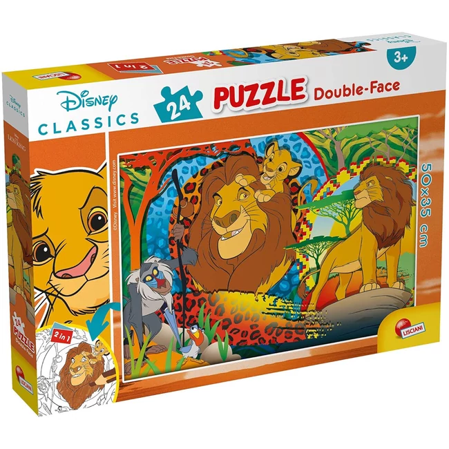 Oroszlánkirály 2 az 1-ben 24 db-os puzzle és színező 50×35 cm – Lisciani