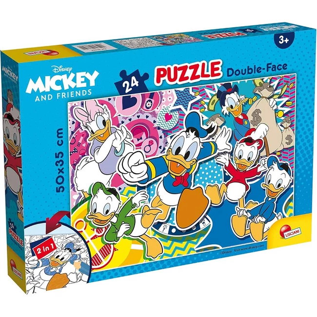 Disney Donald kacsa 2 az 1-ben 24 db-os puzzle és színező 50×35 cm – Lisciani