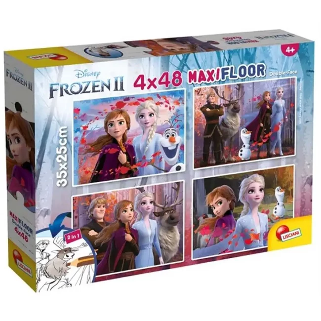 Jégvarázs II 2 az 1-ben maxi 4×48 db-os puzzle és színező 35×25 cm – Lisciani