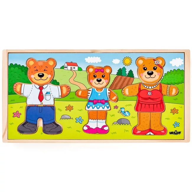 Öltöztethető medvecsalád fa puzzle – Woodyland