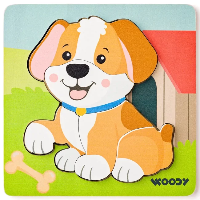Fa kutyás 5 db-os baba puzzle – Woodyland