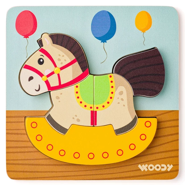 Fa hintaló 5 db-os baba puzzle – Woodyland