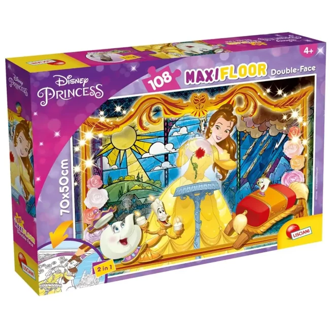 A szépség és a szörnyeteg Belle 2 az 1-ben 108 db-os puzzle és színező 70×50 cm – Lisciani
