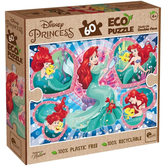 Ariel a kis hableány 2 az 1-ben 60 db-os Eco puzzle és színező 70×50 cm – Lisciani