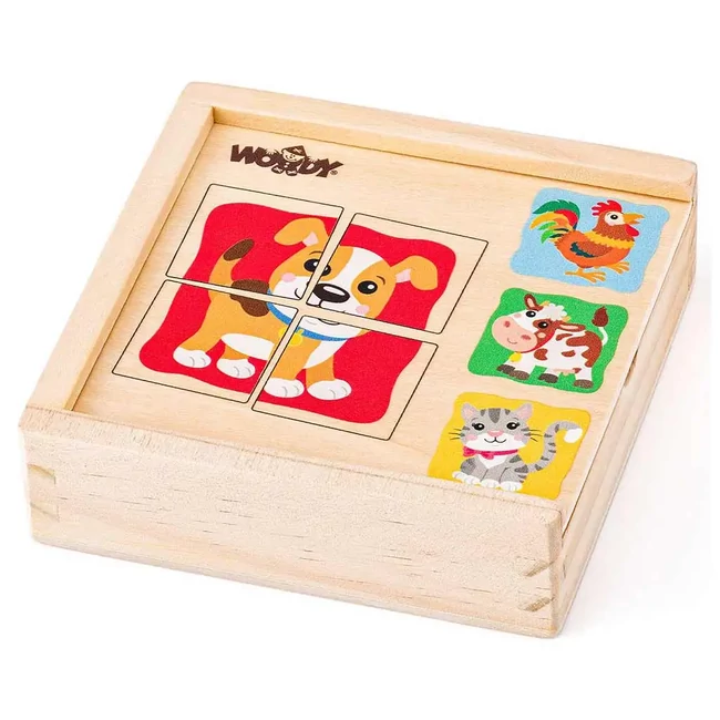 Állatos mini fa puzzle dobozban – Woodyland