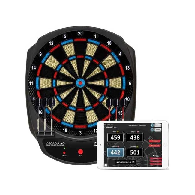 Arcadia 4.0 darts tábla alkalmazással és kiegészítőkkel