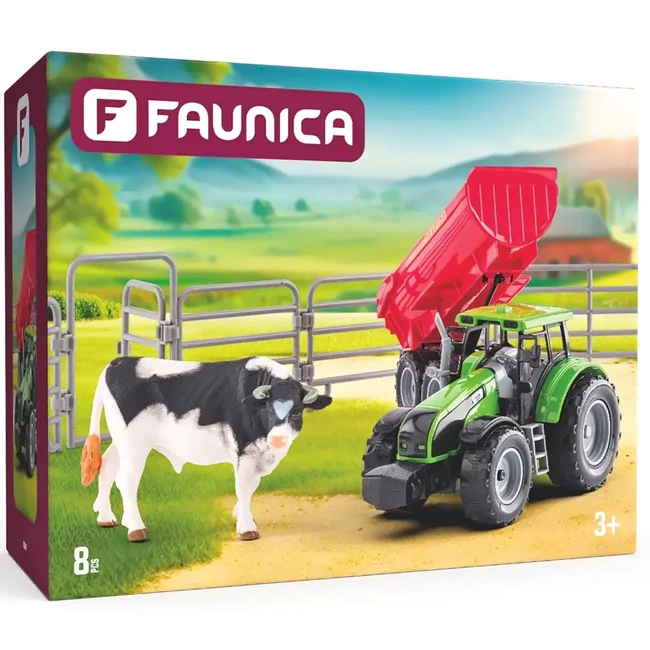 Faunica: Traktor bikával játékszett – Woodyland