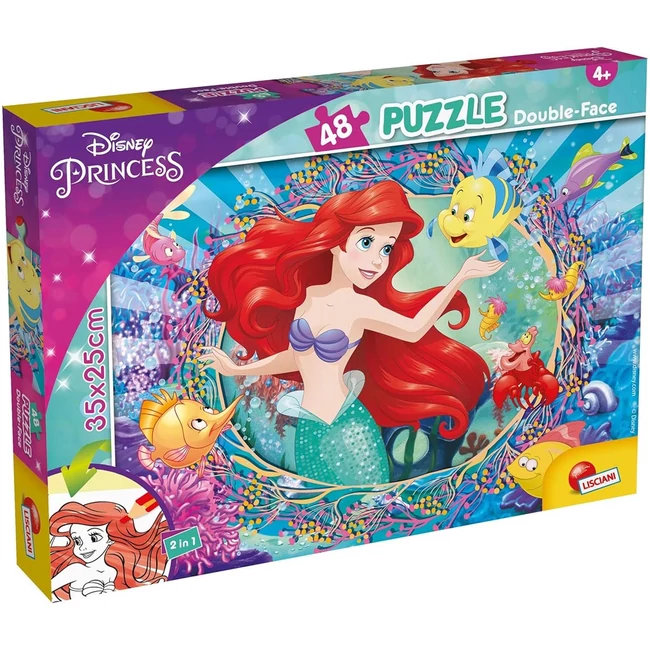 Ariel a kis hableány 2 az 1-ben 48 db-os puzzle és színező 35×25 cm – Lisciani