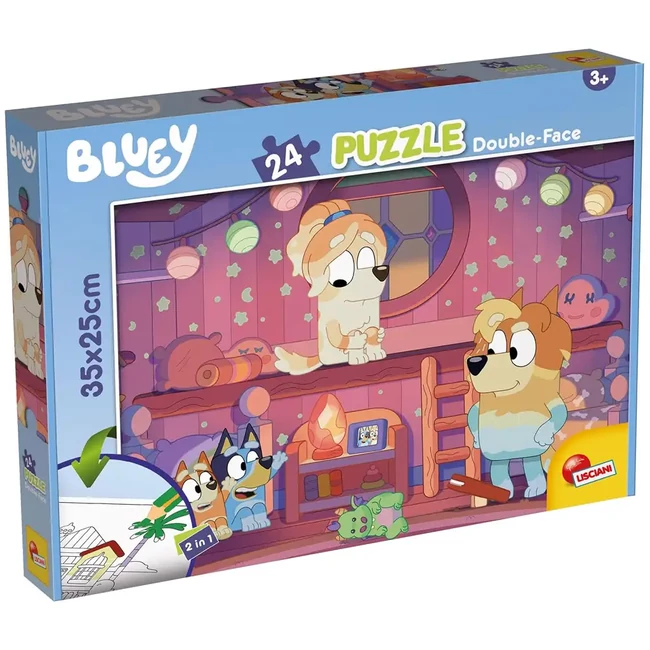 Bluey esti mese 2 az 1-ben 24 db-os puzzle és színező 35×25 cm – Lisciani