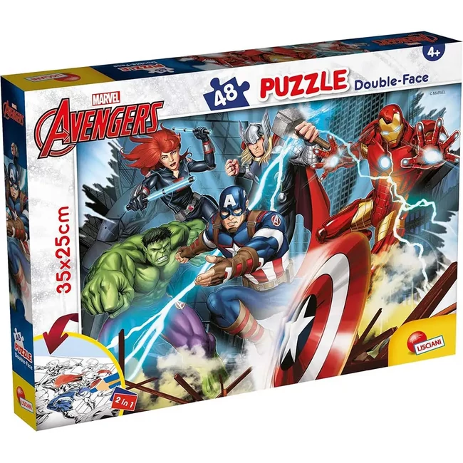 Bosszúállók 2 az 1-ben 48 db-os puzzle és színező 35×25 cm – Lisciani