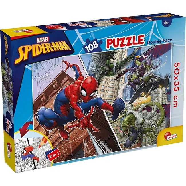 Pókember 2 az 1-ben 108 db-os puzzle és színező 50×35 cm – Lisciani