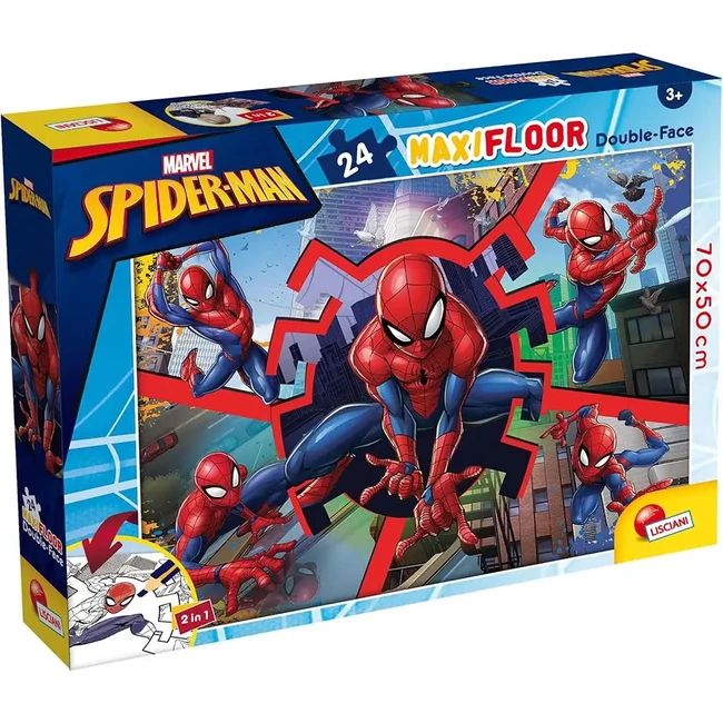 Pókember 2 az 1-ben maxi 24 db-os puzzle és színező 70×50 cm – Lisciani