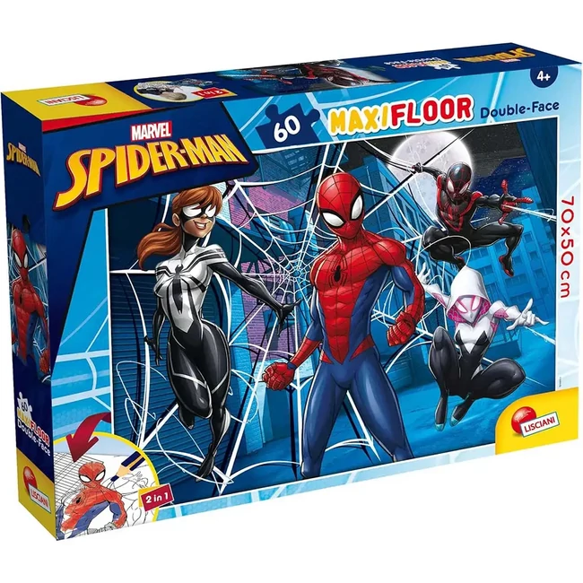 Pókember 2 az 1-ben maxi 60 db-os puzzle és színező 70×50 cm – Lisciani