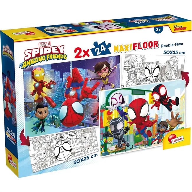 Marvel Spidey 2 az 1-ben maxi 2×24 db-os puzzle és színező 50×35 cm – Lisciani