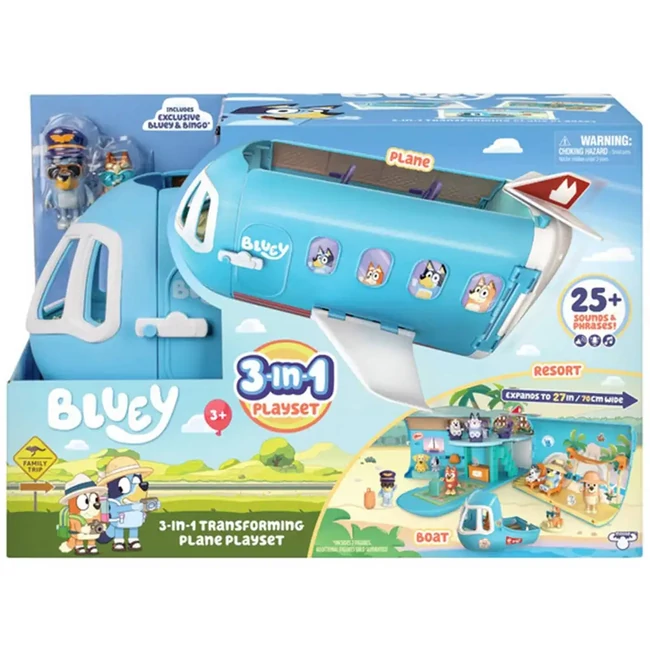 Bluey: Repülőgép játékszett karakter figurákkal és kiegészítőkkel