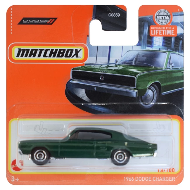 Matchbox: 1966 Dodge Charger zöld kisautó 1/64 – Mattel