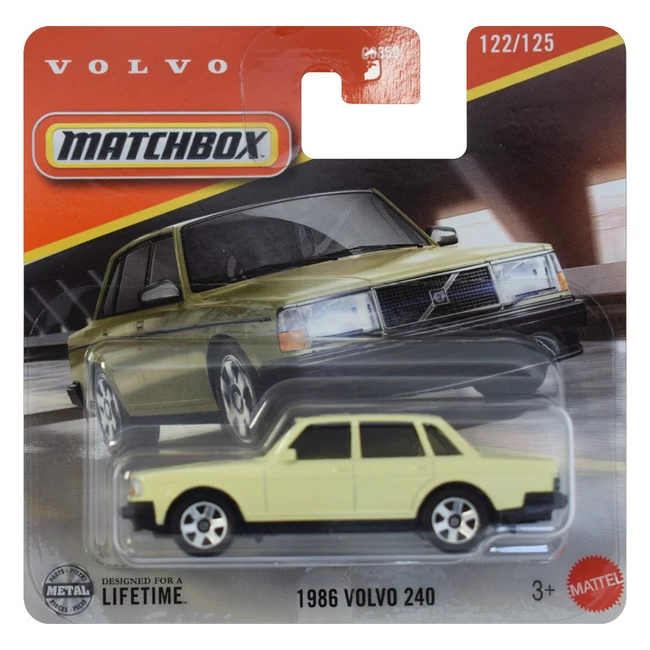 Matchbox: 1986 Volvo 240 sárga kisautó 1/64 – Mattel