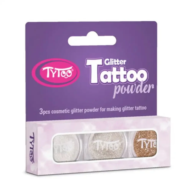 TyToo: Gyémánt, fehér és pezsgő színű csillámpor szett 3×2,5ml