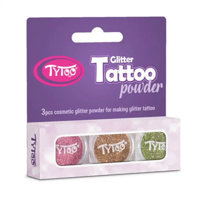 TyToo: Rózsaszín, arany és pezsgő színű csillámpor szett 3×2,5ml